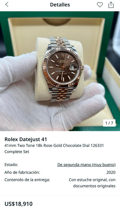 Rolex Datejust Two Tone 18k Rose Gold Chocolate Dial 126331