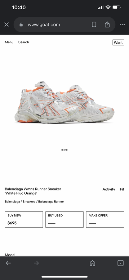 BALENCIAGA RUNNER White Fluo Orange