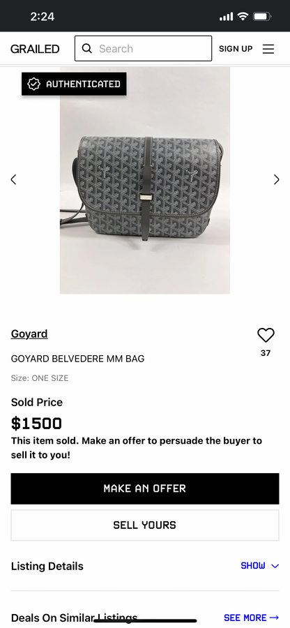 GOYARD Belvedere MM Bag Grey