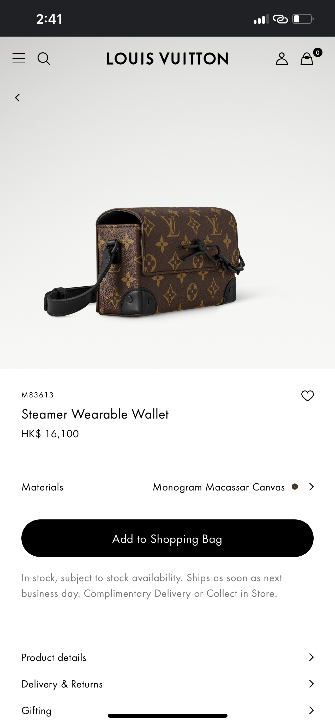 LV M83613 Steamer Wearable Wallet