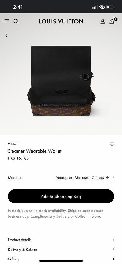 LV M83613 Steamer Wearable Wallet