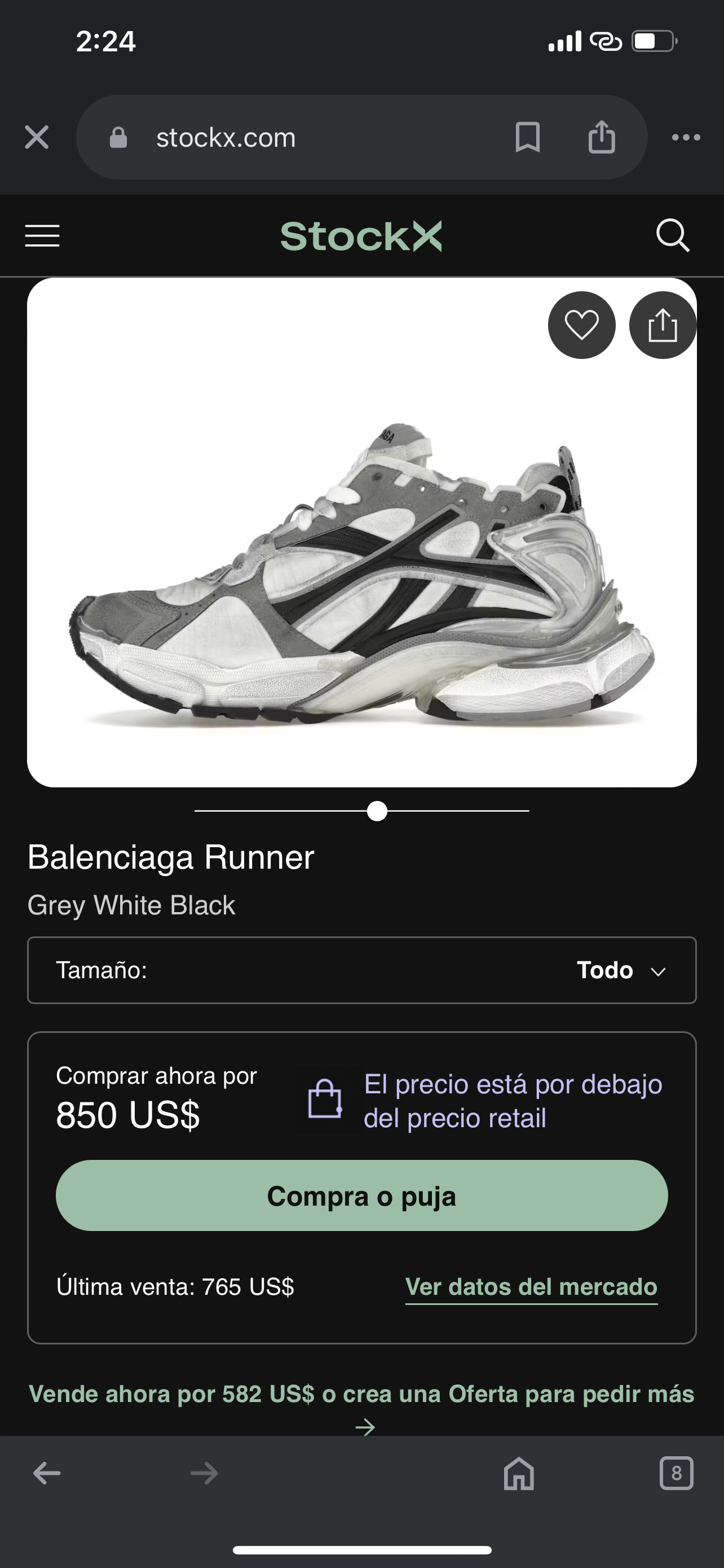 BALENCIAGA RUNNER Grey White Black