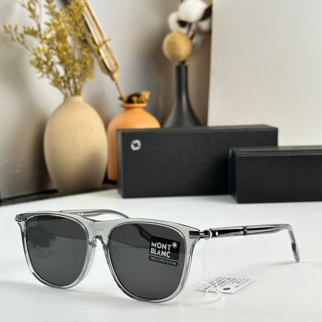 MONT BLANC RECTANGULAR SUNGLASSES WITH BLACK-COLOURED ACETATE FRAME