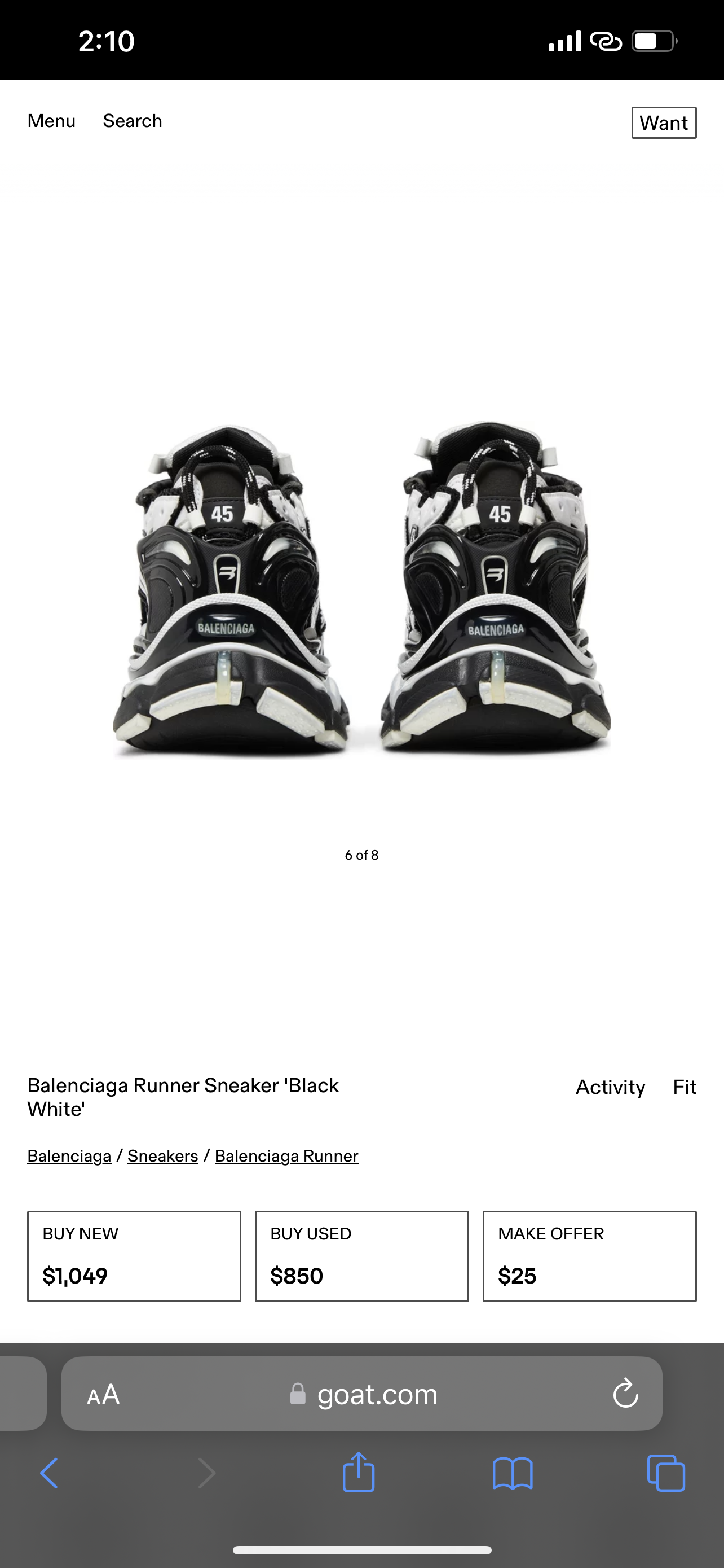 BALENCIAGA RUNNER Black White