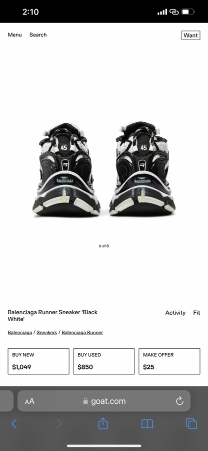 BALENCIAGA RUNNER Black White