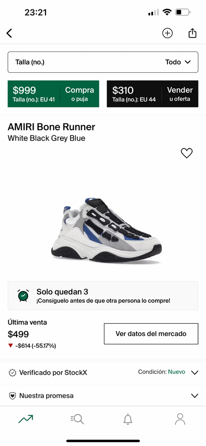 AMIRI Bone Runner / white black grey blue