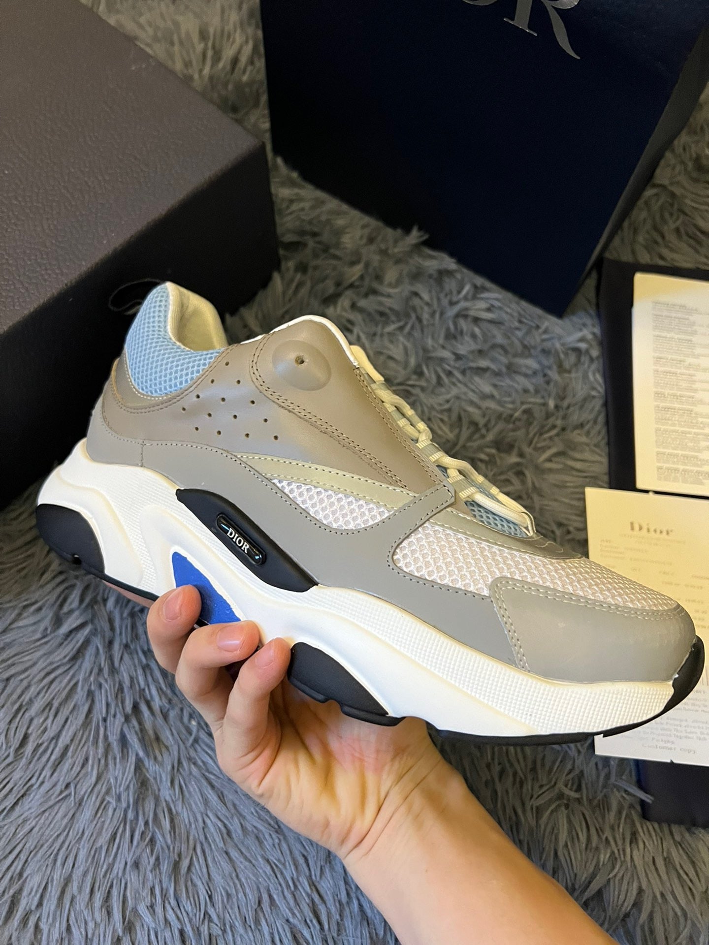 Dior B22 Sky Blue And Grey Trainer