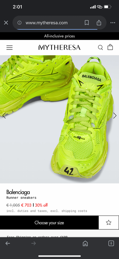 BALENCIAGA RUNNER Fluorescent Yellow