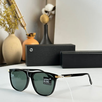 MONT BLANC RECTANGULAR SUNGLASSES WITH BLACK-COLOURED ACETATE FRAME