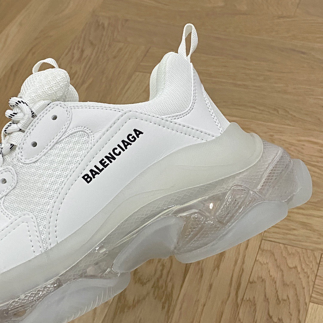 Balenciaga TRIPLE S CLEAR SOLE SNEAKER IN WHITE