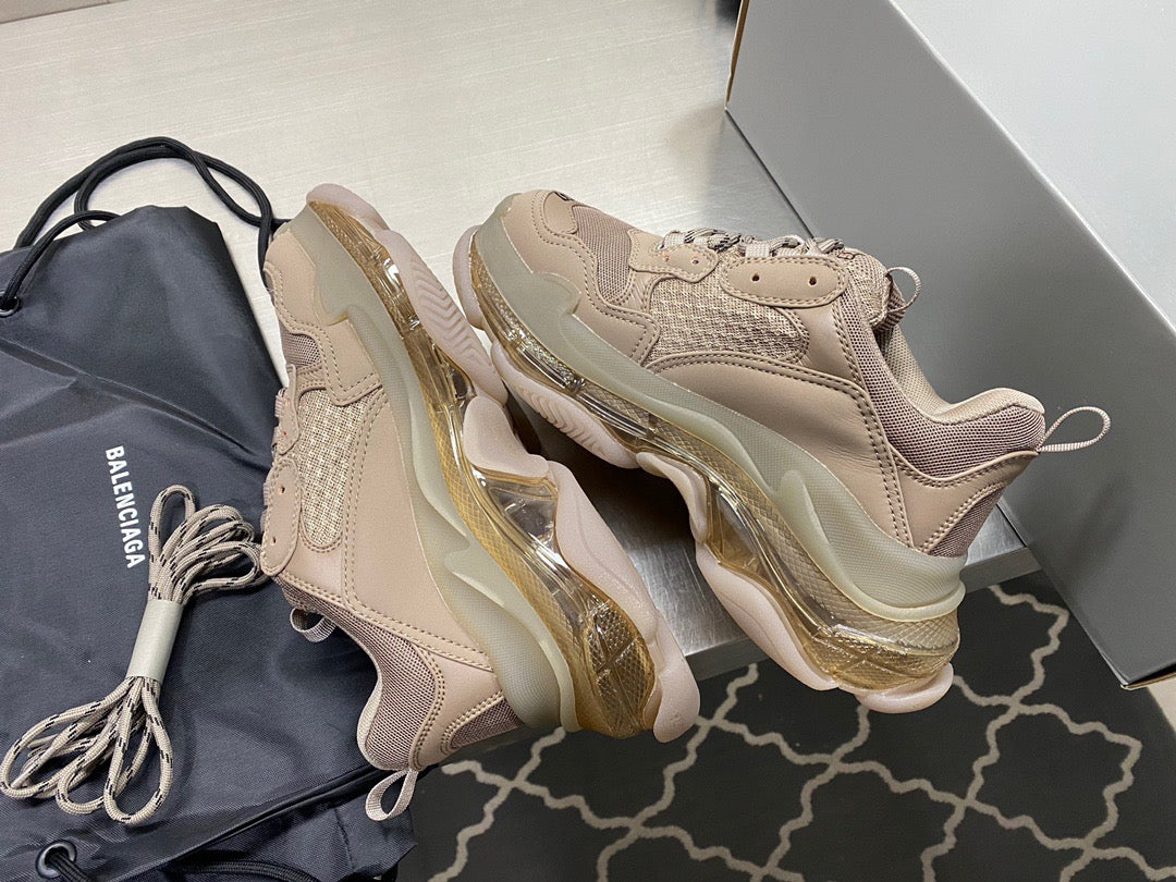 Balenciaga TRIPLE S CLEAR SOLE SNEAKER IN BROWN