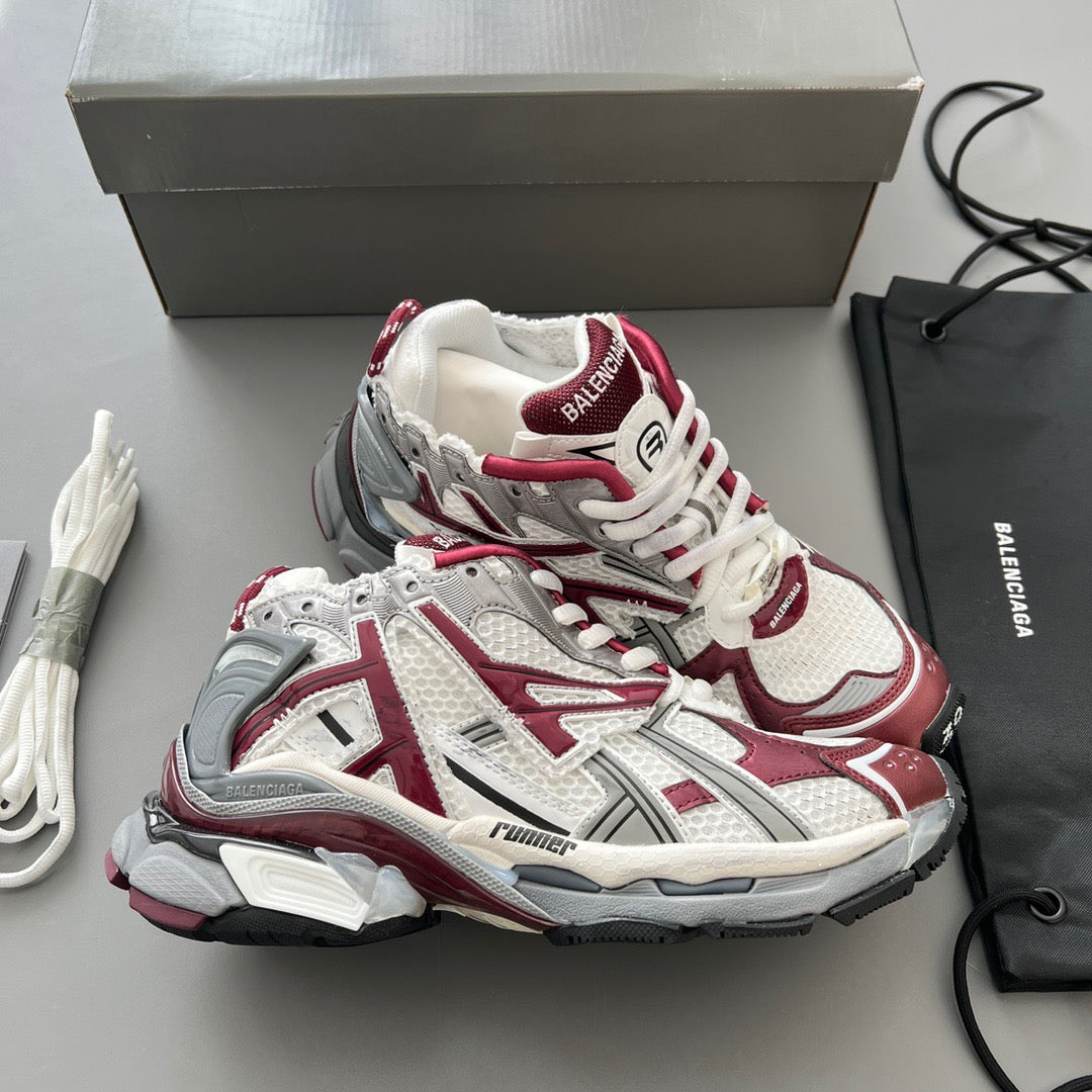 BALENCIAGA RUNNER Grey Red Wine