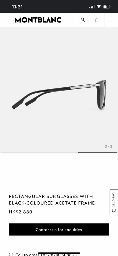 MONT BLANC RECTANGULAR SUNGLASSES WITH BLACK-COLOURED ACETATE FRAME