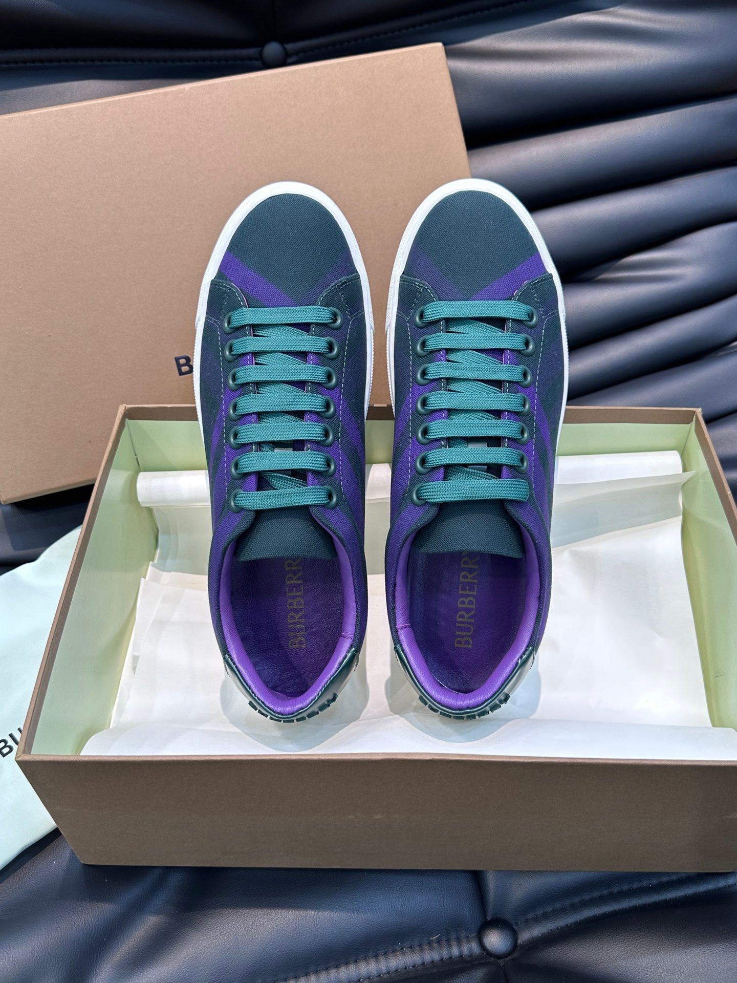 Burberry Check cotton sneakers - Color Royal