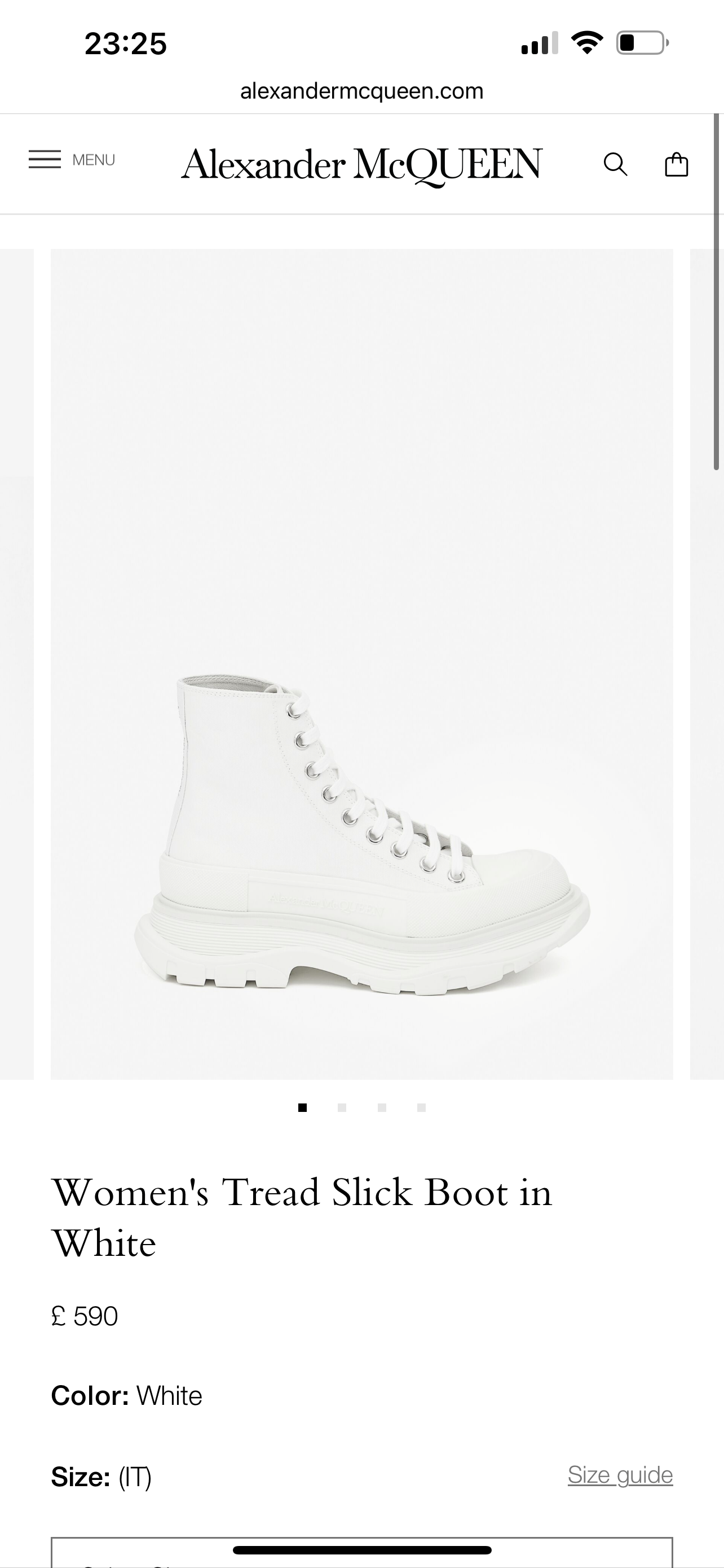 Alexander McQueen Tread Slick Boot in White