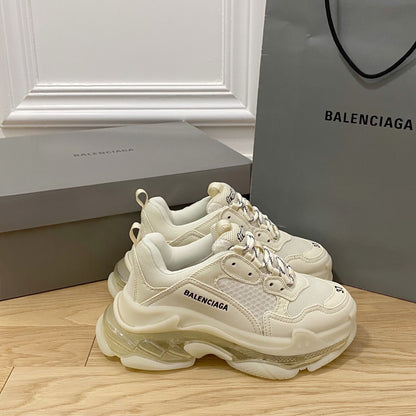 Balenciaga TRIPLE S CLEAR SOLE SNEAKER IN WHITE