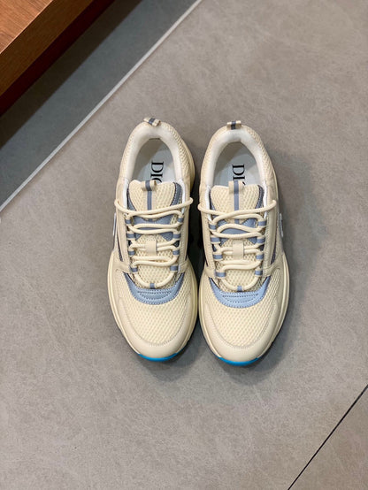 Dior B22 Cream Blue Calfskin Trainer