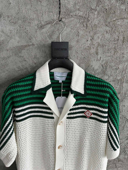 CASABLANCA White-Green CROCHET SHIRTS