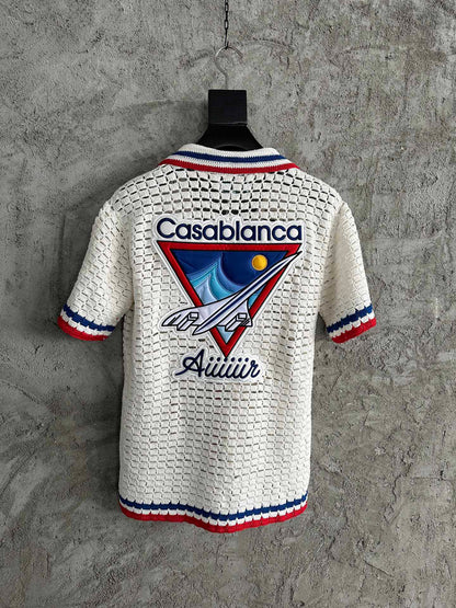 CASABLANCA LOGO PATCH CROCHET SHIRTS