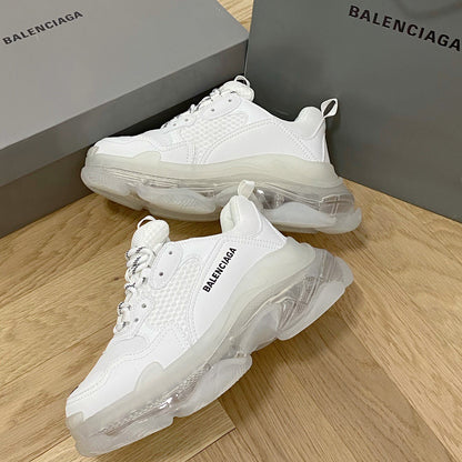 Balenciaga TRIPLE S CLEAR SOLE SNEAKER IN WHITE