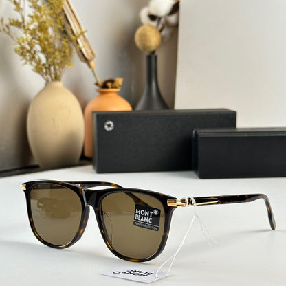 MONT BLANC RECTANGULAR SUNGLASSES WITH BLACK-COLOURED ACETATE FRAME