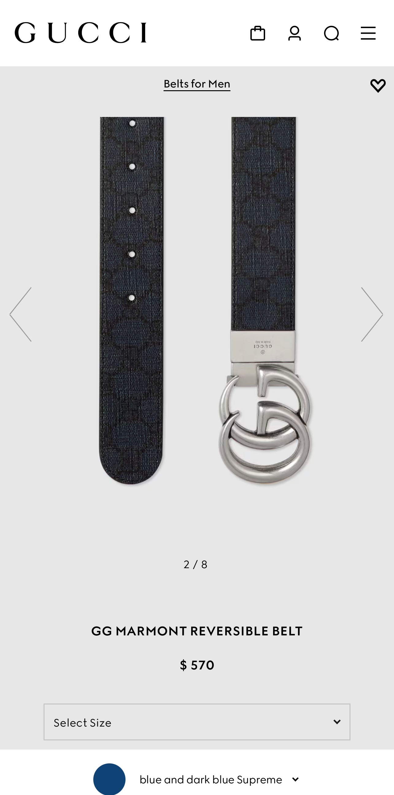 Gucci GG MARMONT REVERSIBLE BELT 3.7cm