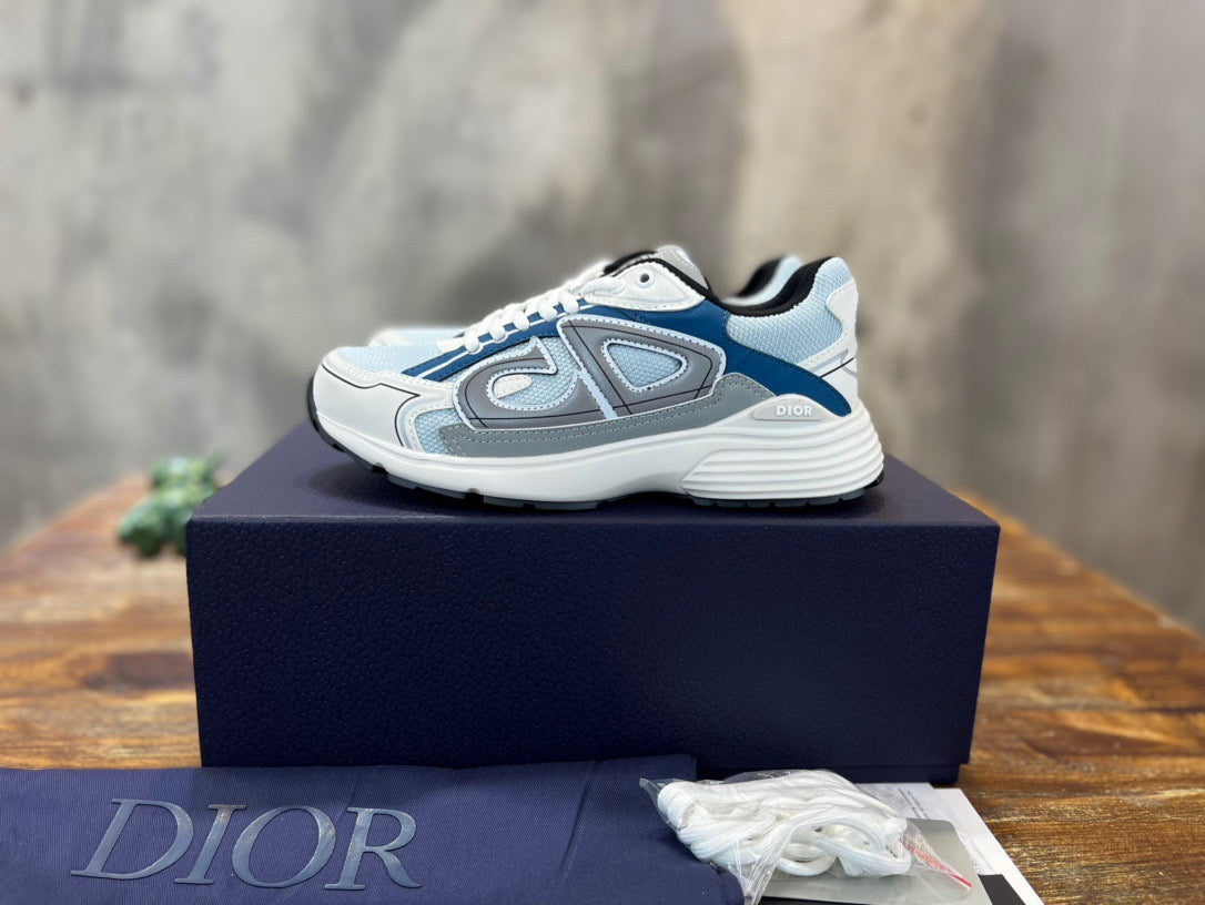 DIOR B30 Sneakers Malla azul claro y tejido técnico azul, gris y blanco