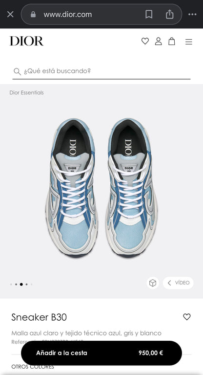 DIOR B30 Sneakers Malla azul claro y tejido técnico azul, gris y blanco