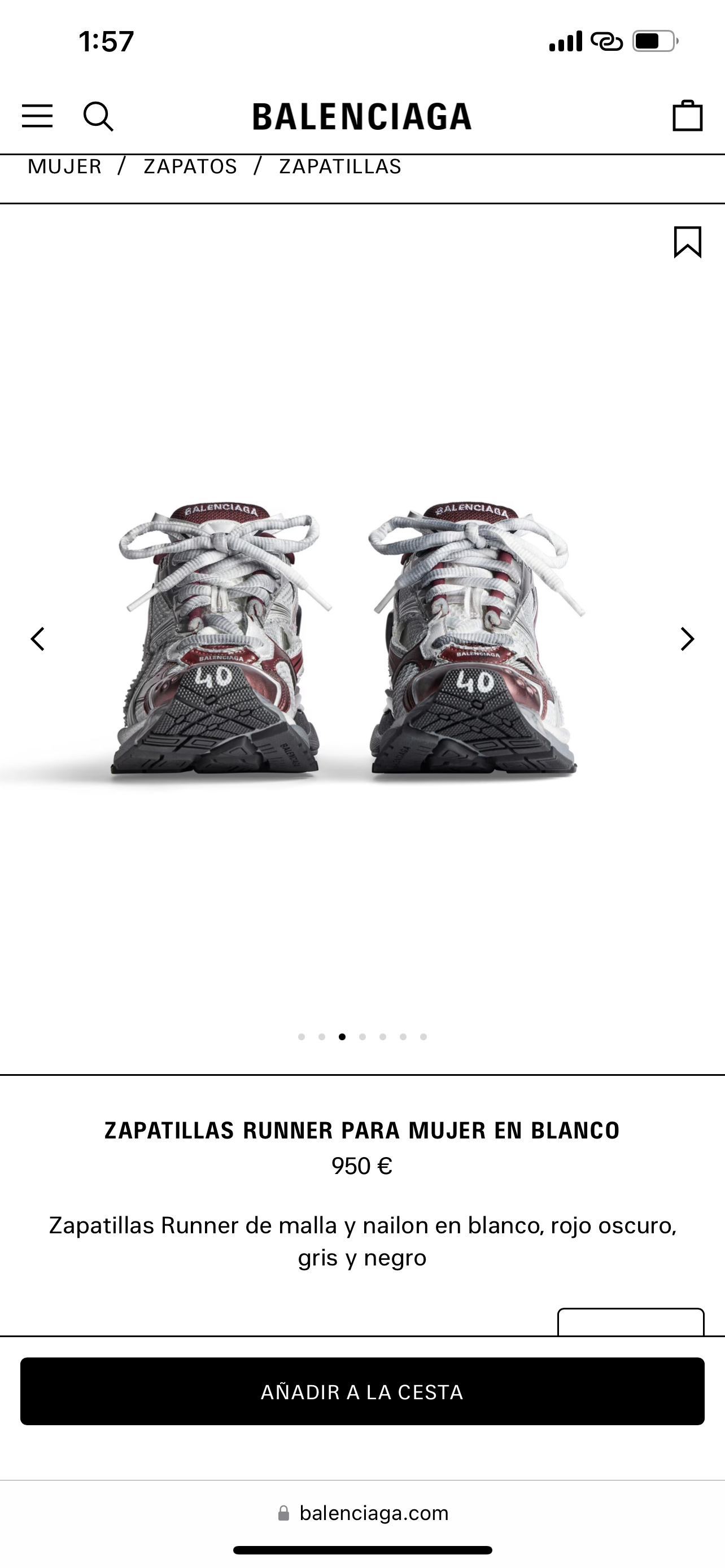 BALENCIAGA RUNNER Grey Red Wine