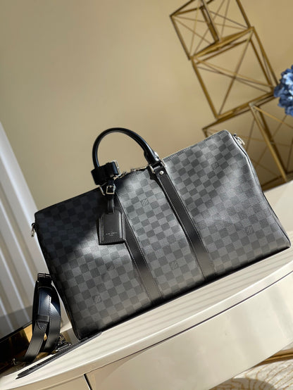 LV Keepall con bandolera Toile Damier Graphite