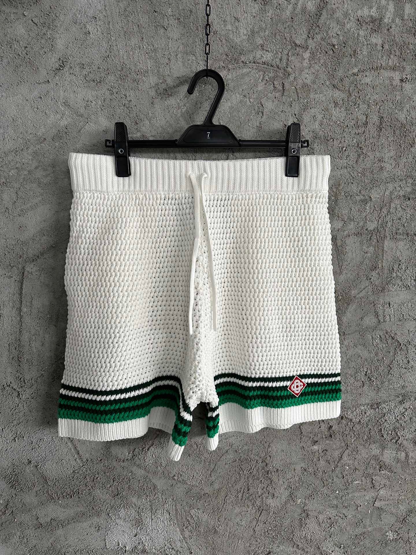 CASABLANCA White-Green CROCHET SHORTS