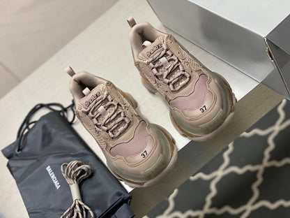 Balenciaga TRIPLE S CLEAR SOLE SNEAKER IN BROWN