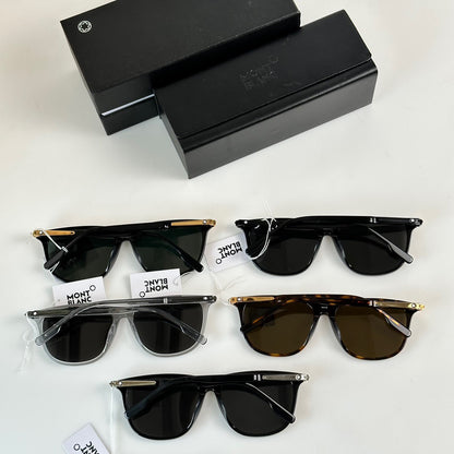 MONT BLANC RECTANGULAR SUNGLASSES WITH BLACK-COLOURED ACETATE FRAME