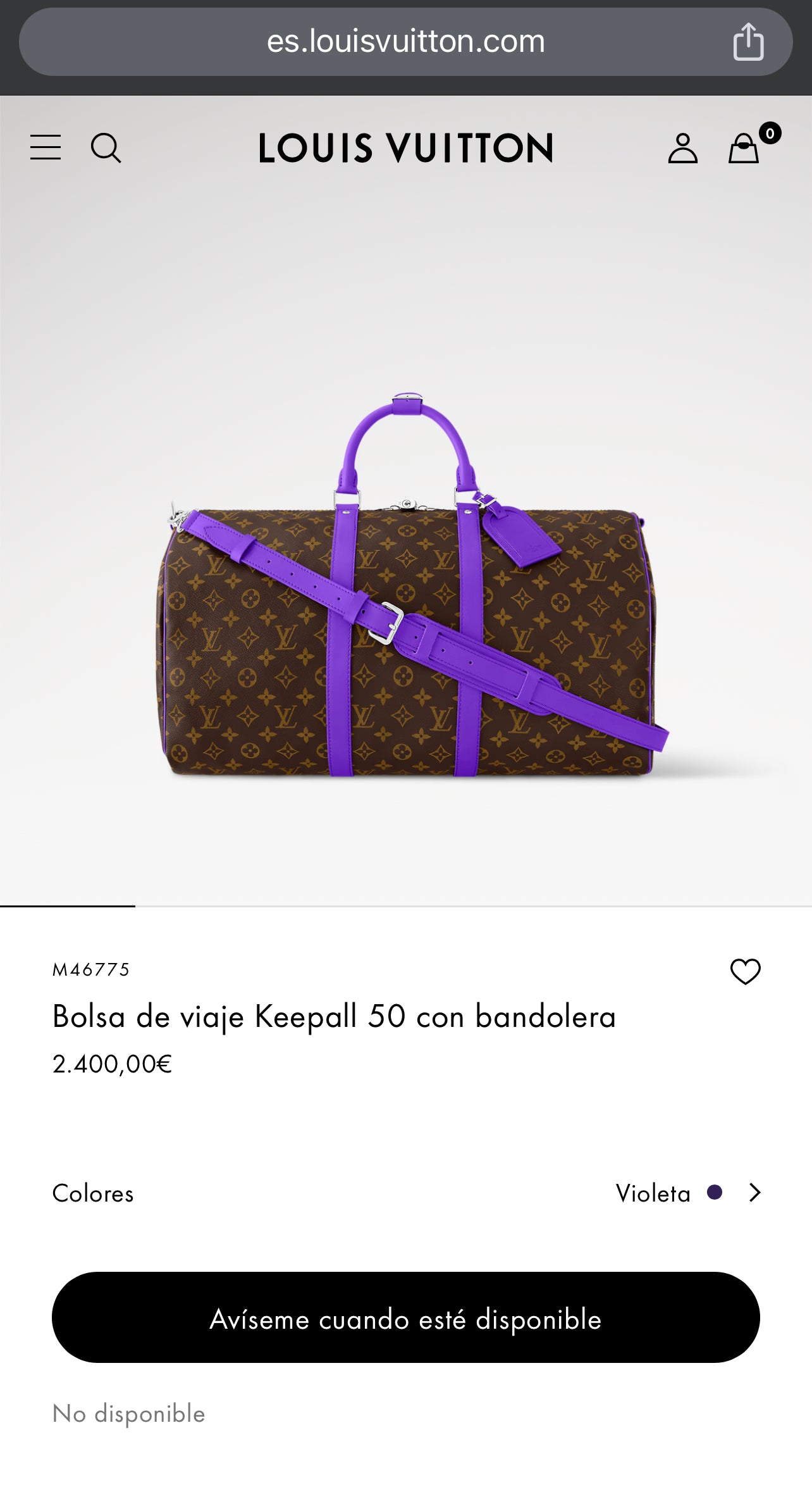 LV Keepall con bandolera 50cm M46775