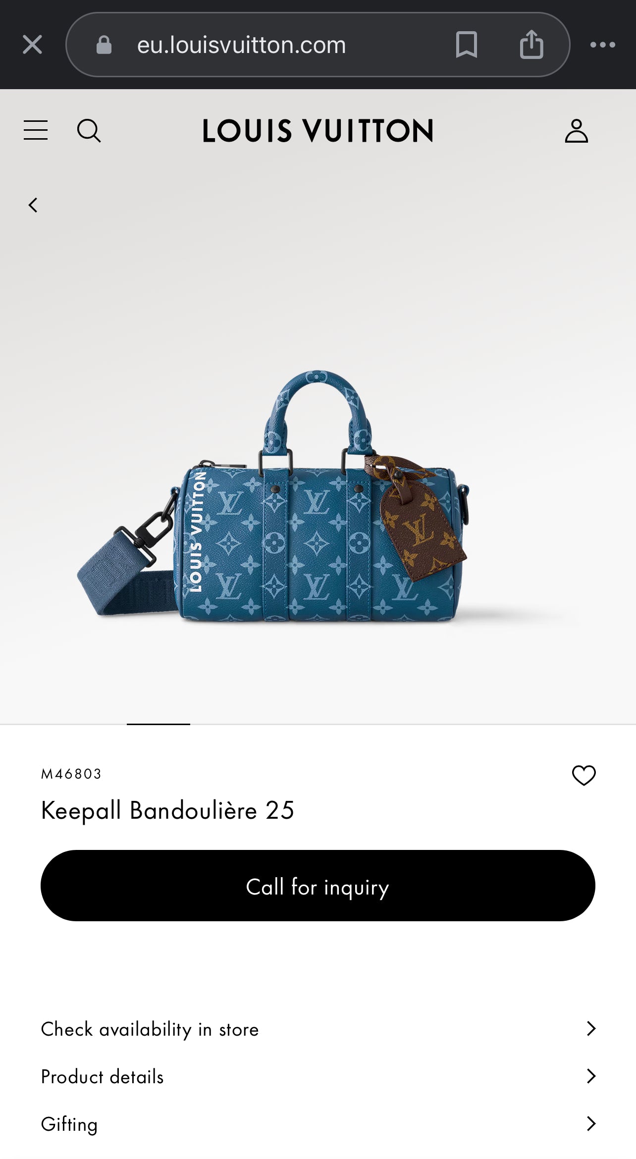 LV Keepall Bandoulière 25 Bag M46803