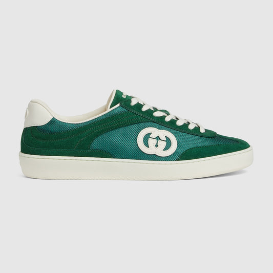 GG MEN'S INTERLOCKING G SNEAKER GREEN SUEDE