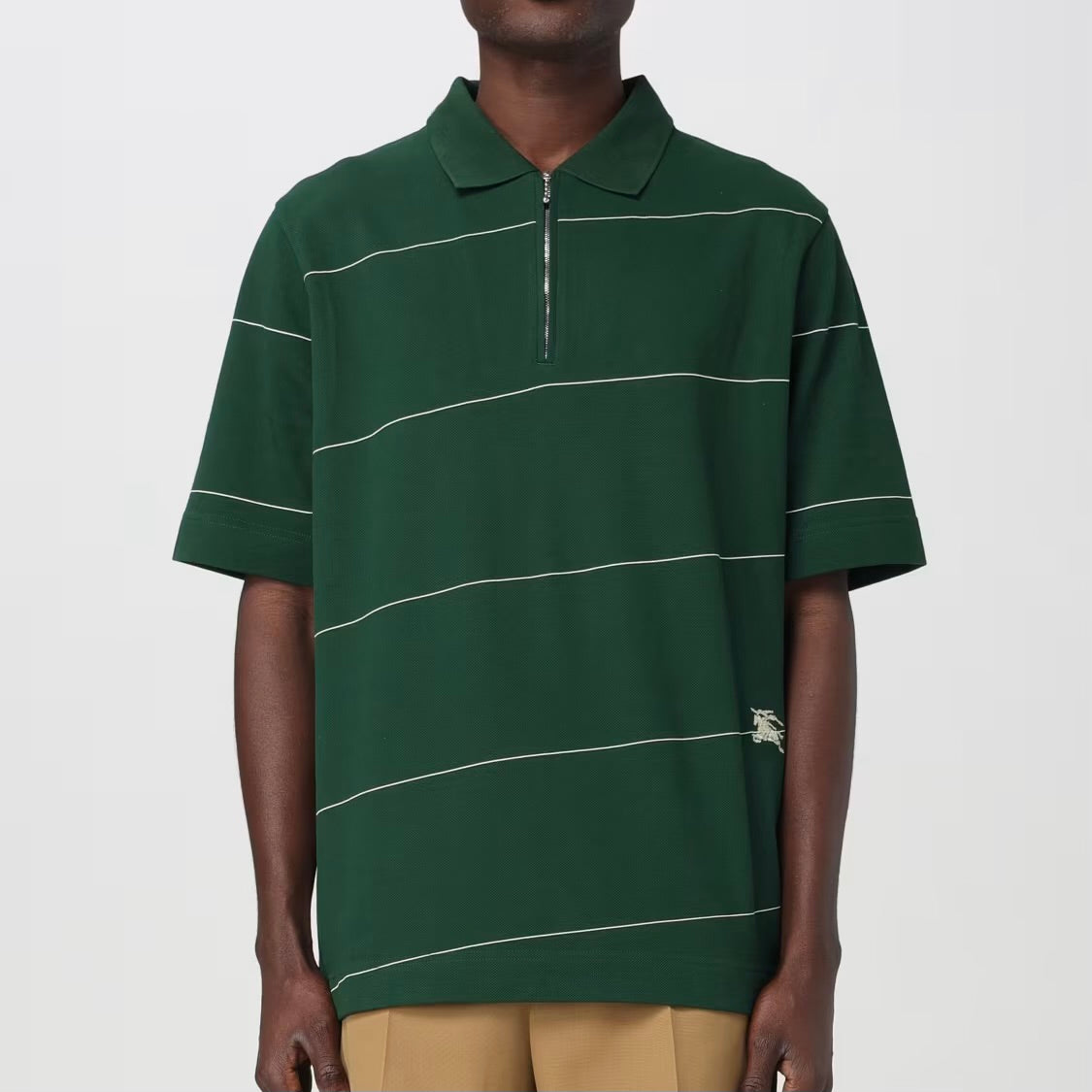 BURBERRY Tshirt olive and white lines