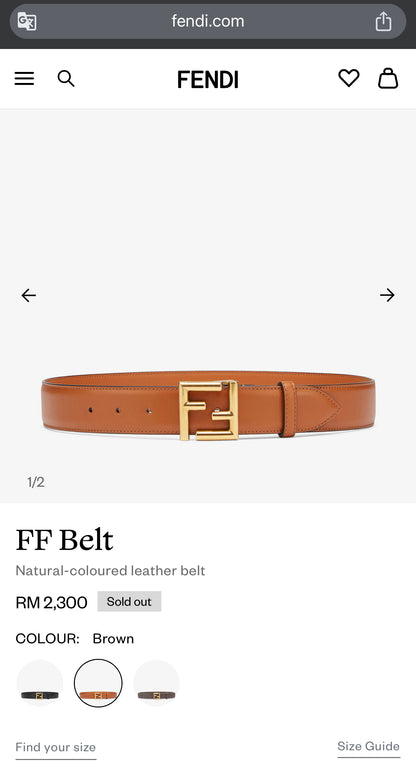 FENDI brown FF BELT