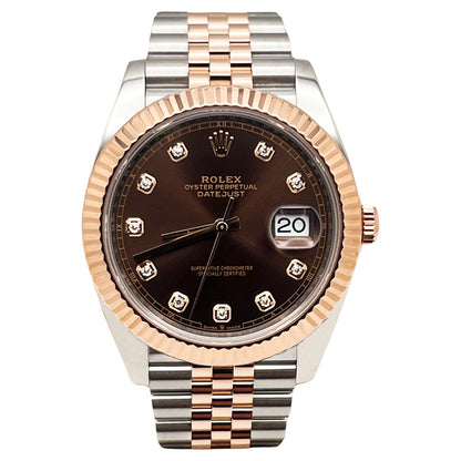 Rolex Datejust Two Tone Rose Factory Chocolate Diamond Dial