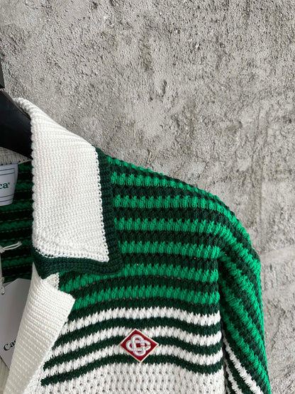 CASABLANCA White-Green CROCHET SHIRTS