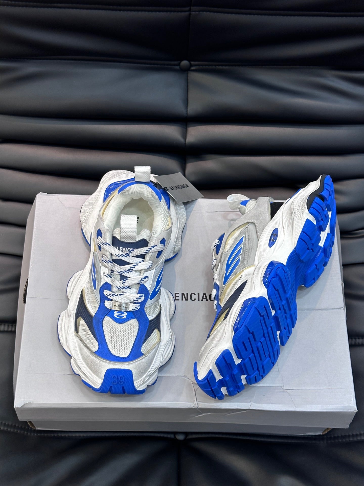 BALENCIAGA CARGO SNEAKERS IN GREY/WHITE/BLUE