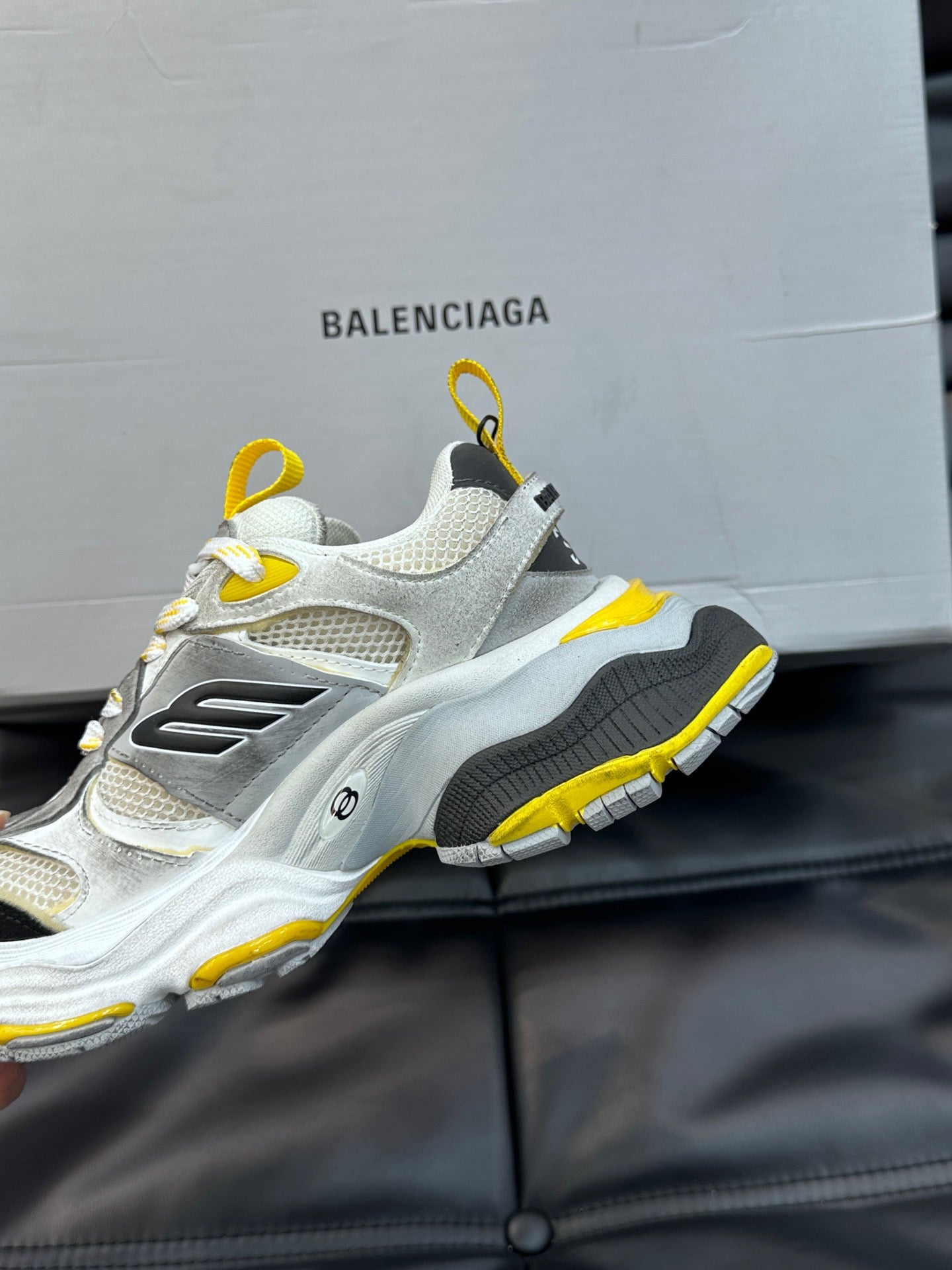 BALENCIAGA CARGO SNEAKERS IN GREY/BLACK/YELLOW