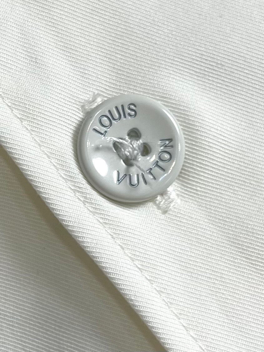 LV Monogram Open Collar Short-Sleeved Cotton Shirt 1AFJDK