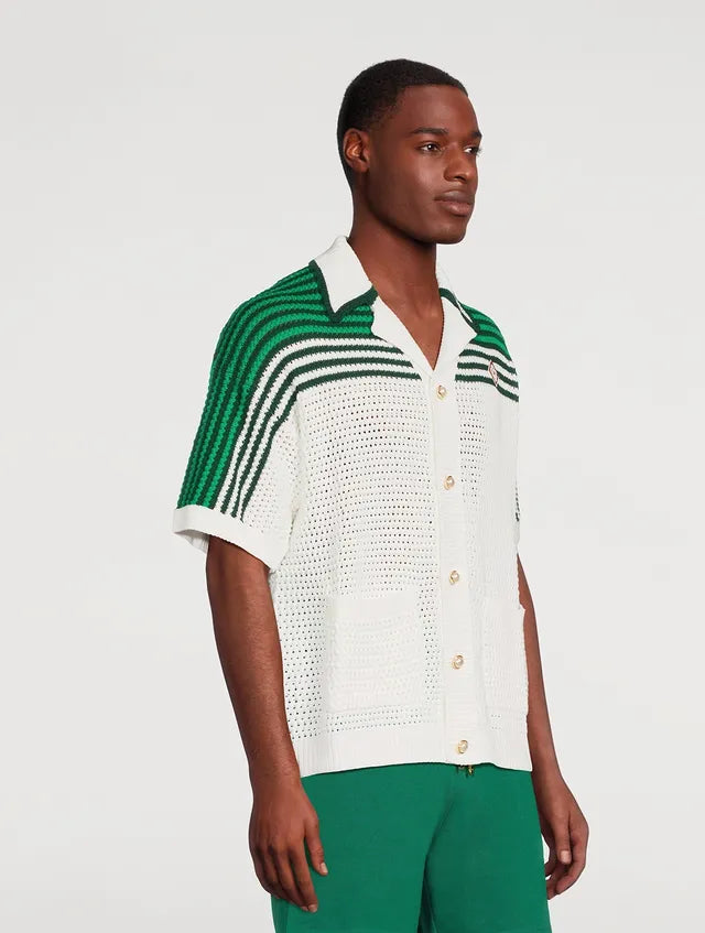 CASABLANCA White-Green CROCHET SHIRTS