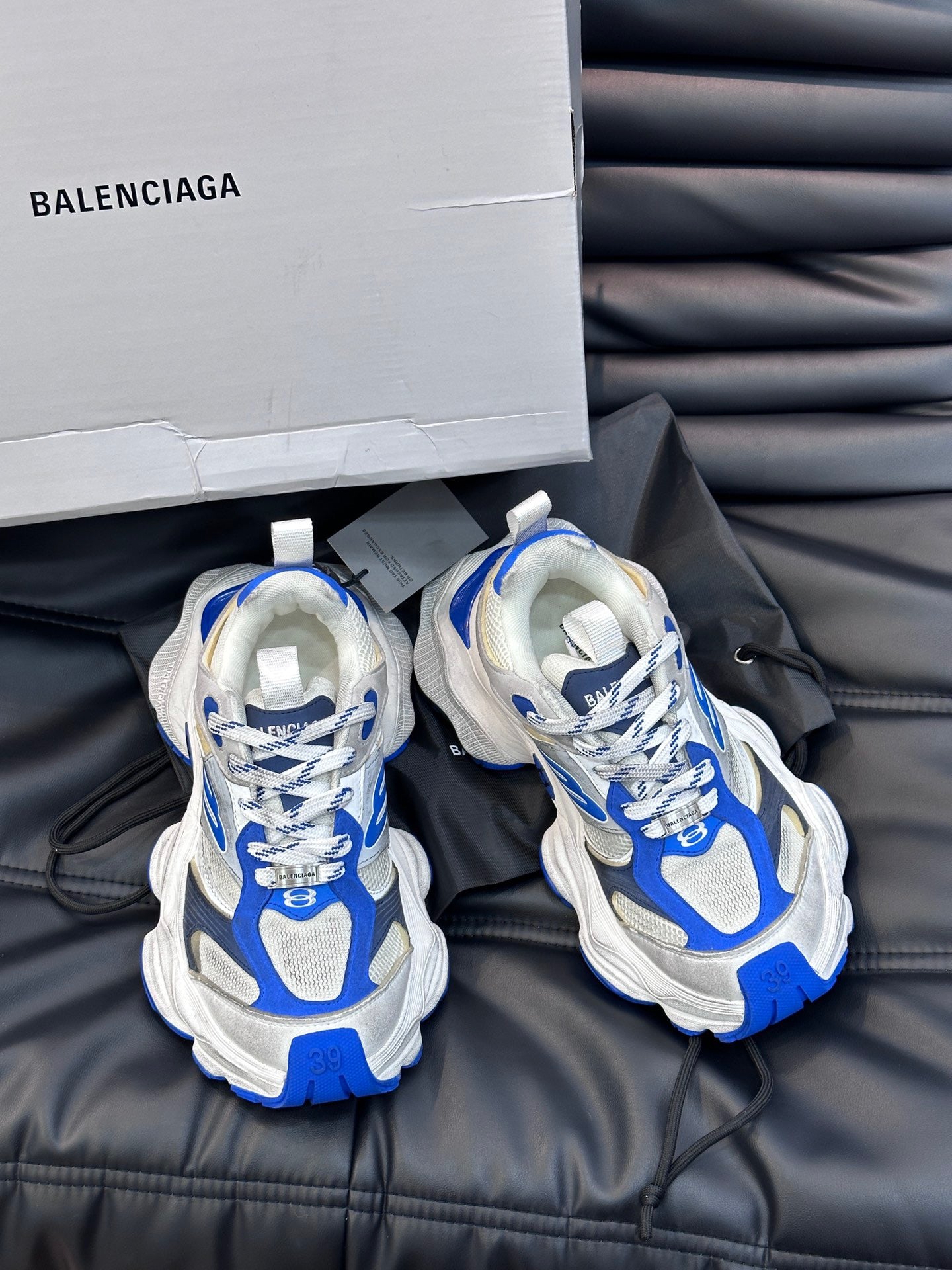 BALENCIAGA CARGO SNEAKERS IN GREY/WHITE/BLUE