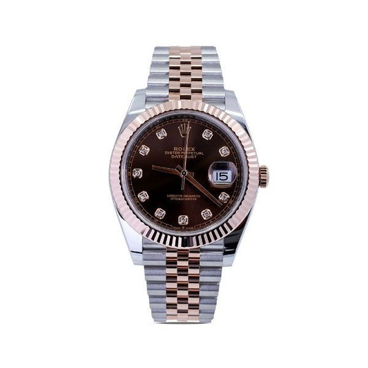 Rolex Datejust Two Tone Rose Factory Chocolate Diamond Dial 126331