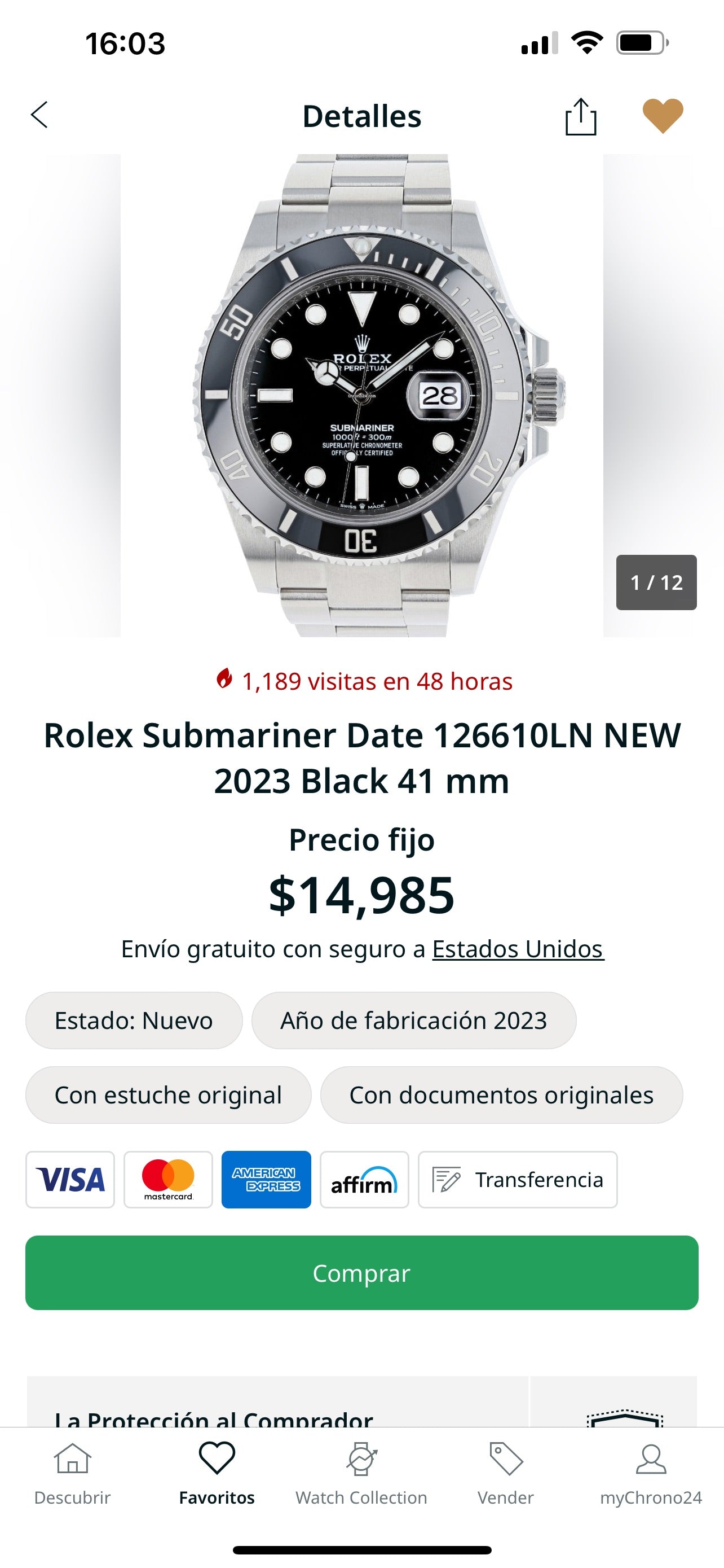 Rolex Submariner Date Black 41 mm