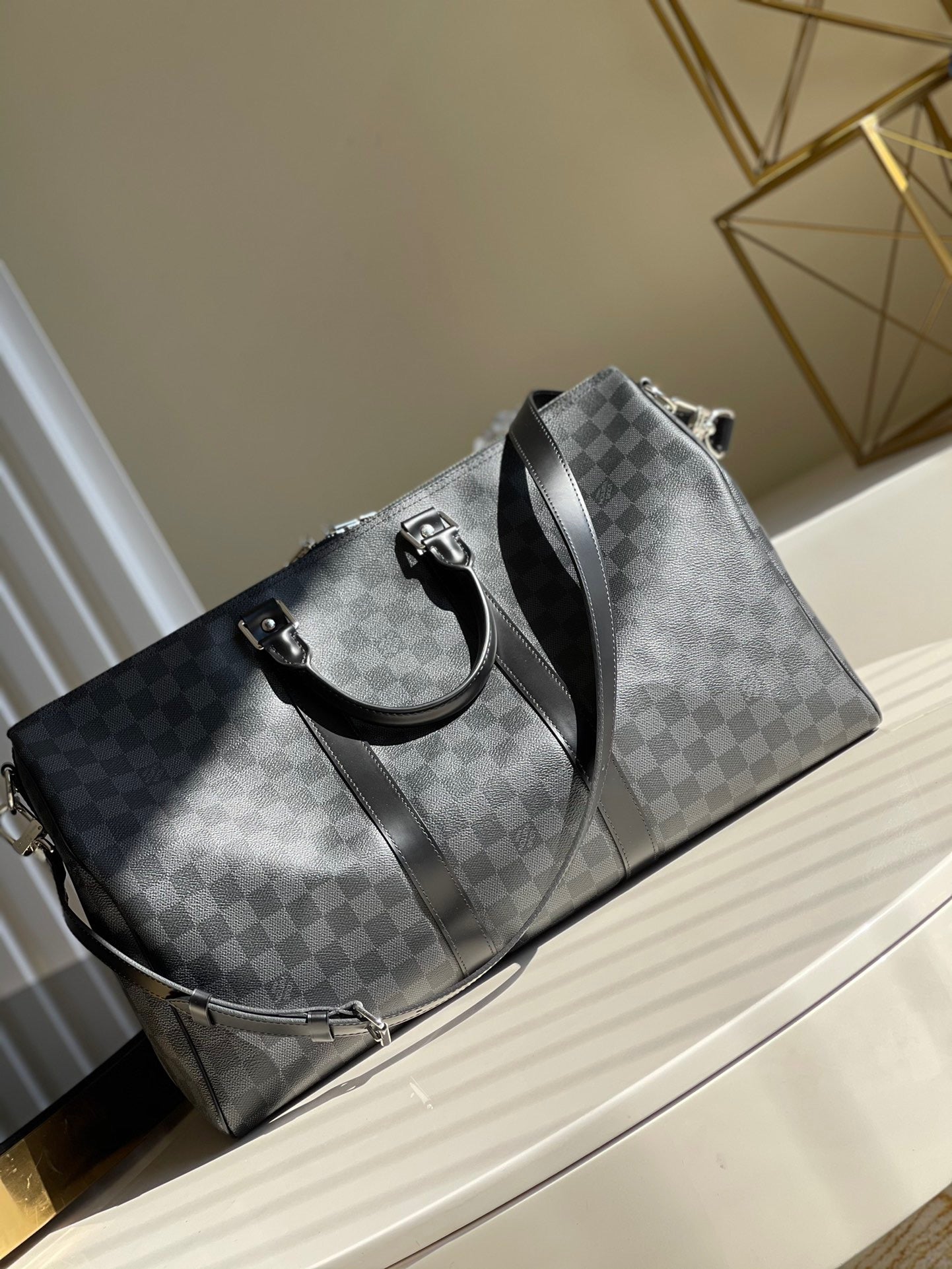 LV Keepall con bandolera Toile Damier Graphite