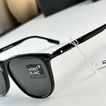 MONT BLANC RECTANGULAR SUNGLASSES WITH BLACK-COLOURED ACETATE FRAME