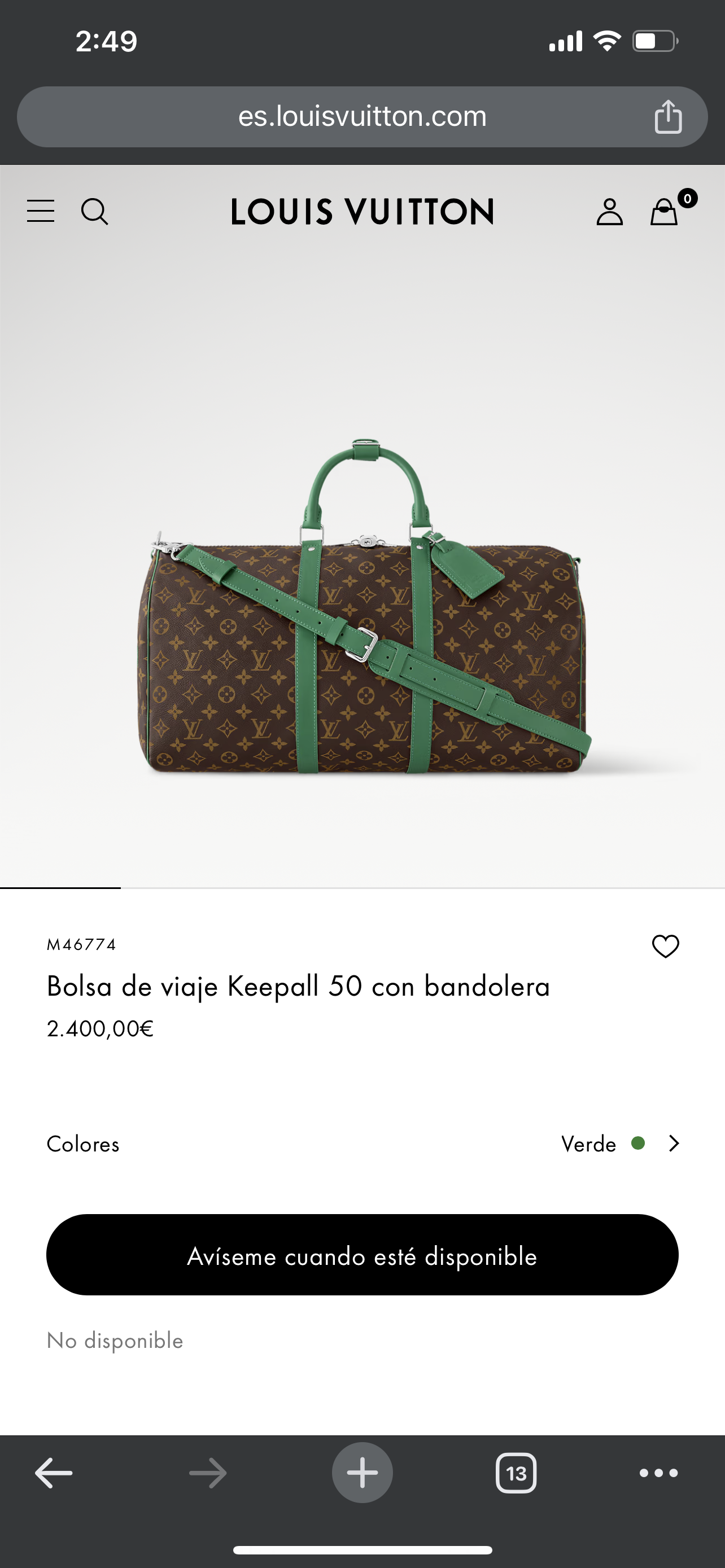 LV Keepall con bandolera 50cm M46774